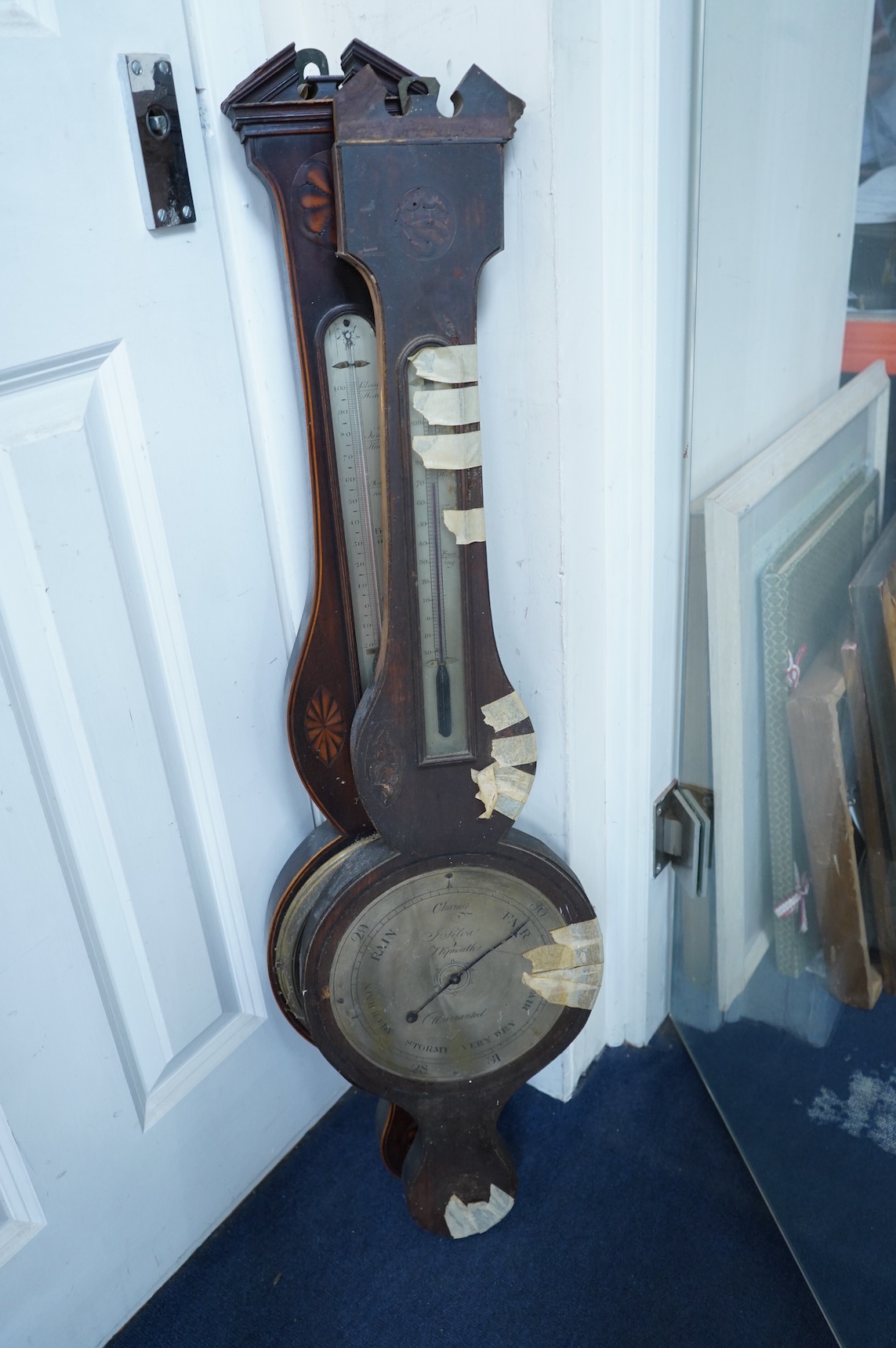 Three 19th century banjo barometers - as viewed